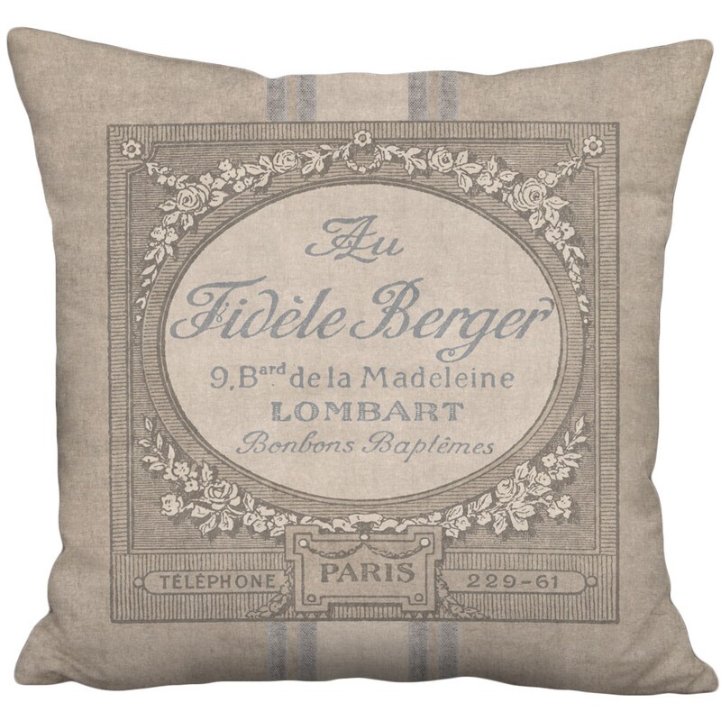 Bonbons Rustic French Country Grain Sack Style Linen Cotton Pillow Cover