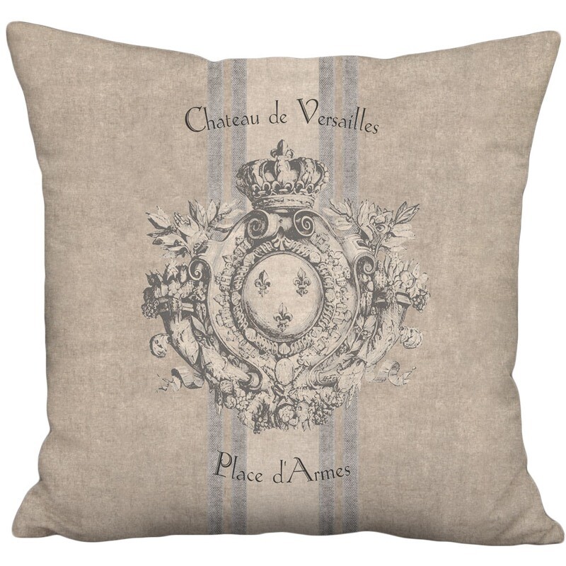 Versailles Rustic French Country Grain Sack Style Linen Cotton Pillow Cover