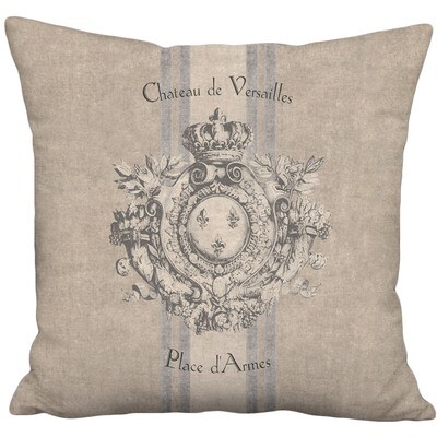 Versailles Rustic French Country Grain Sack Style Linen Cotton Pillow Cover