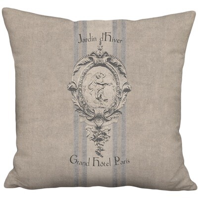 Jardin d'Hiver Rustic French Country Grain Sack Style Linen Cotton Pillow Cover
