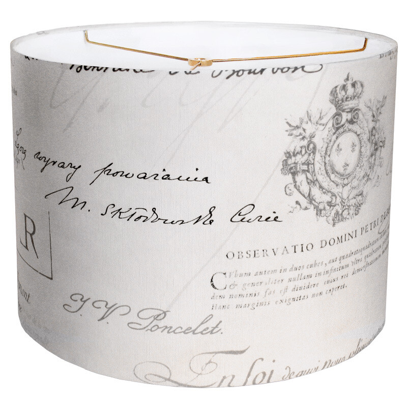 Grey Famous France Signature Linen Cotton Drum Lamp Shade