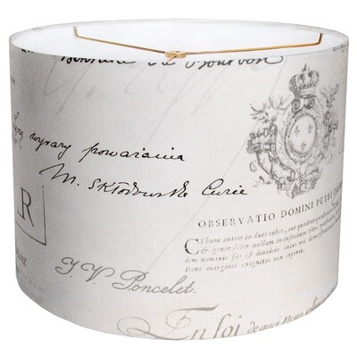 Grey Famous France Signature Linen Cotton Drum Lamp Shade