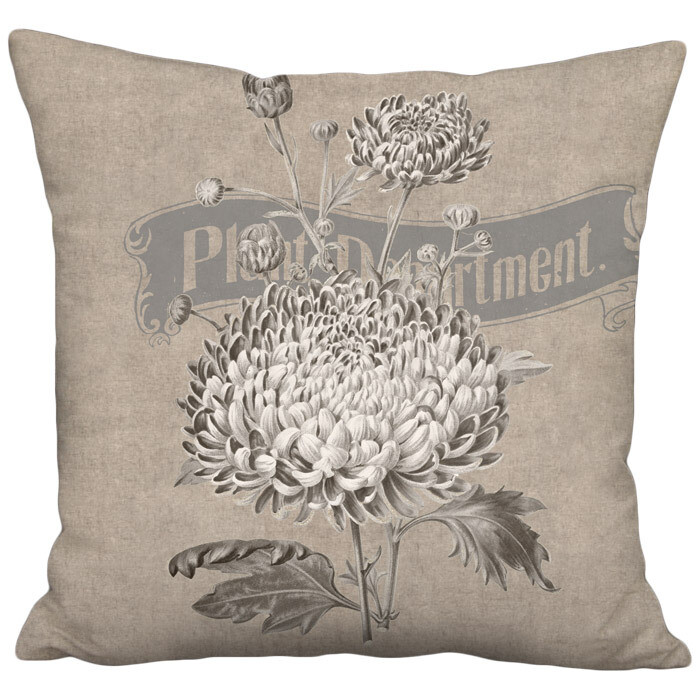 Americana Farmhouse Rustic Grain Sack Style Country Flower Linen Cotton Pillow Cover