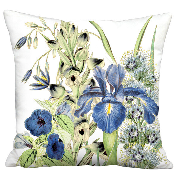 Blue Garden Party Design 1 Linen Cotton Pillow Cover