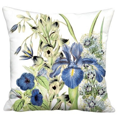 Blue Garden Party Design 1 Linen Cotton Pillow Cover
