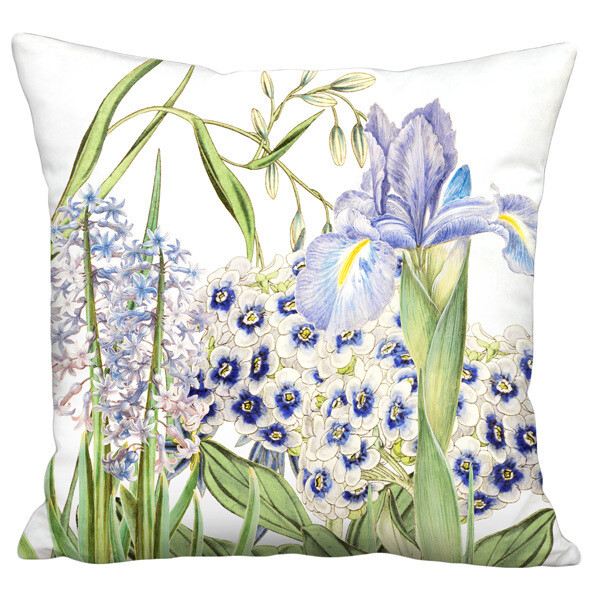Blue Garden Party Design 2 Linen Cotton Pillow Cover