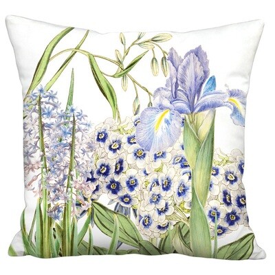 Blue Garden Party Design 2 Linen Cotton Pillow Cover