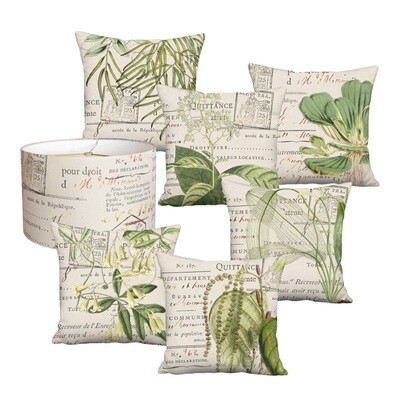 Green Botanicals and French Document on Beige