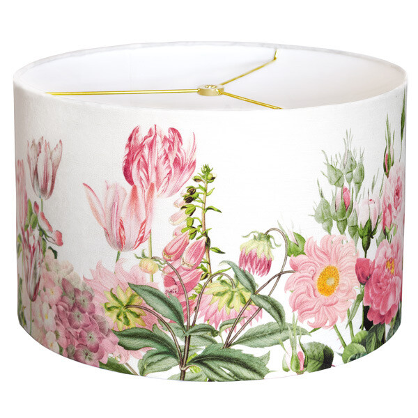 Pink Garden Party Linen Cotton Drum Lamp Shade