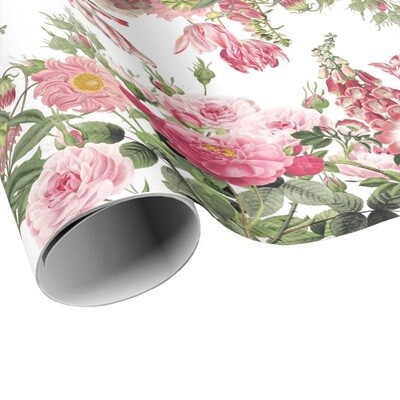 Pink Garden Party Gift Wrap - Pink Flower Wrapping Paper - Gift Paper - Craft Paper
