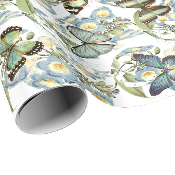 Blue Vine and Butterflies Wrapping Paper - Gift Paper - Craft Paper