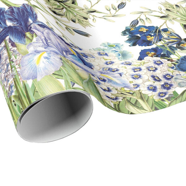 Blue Garden Party Gift Wrap - Blue Flower Wrapping Paper - Gift Paper - Craft Paper