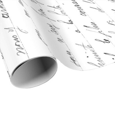 Charcoal Grey French Script Wrapping Paper - Gift Paper - Craft Paper