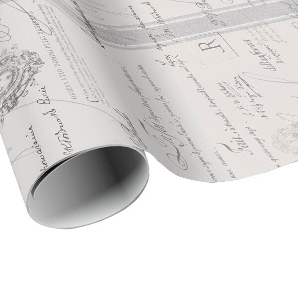 Grey Famous France Grain Sack Style Wrapping Paper - Gift Paper - Craft Paper