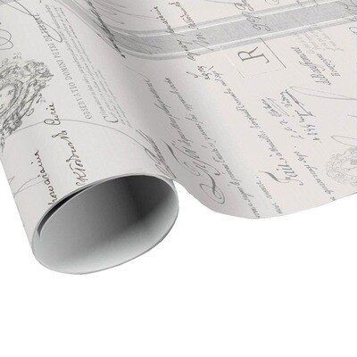 Grey Famous France Grain Sack Style Wrapping Paper - Gift Paper - Craft Paper