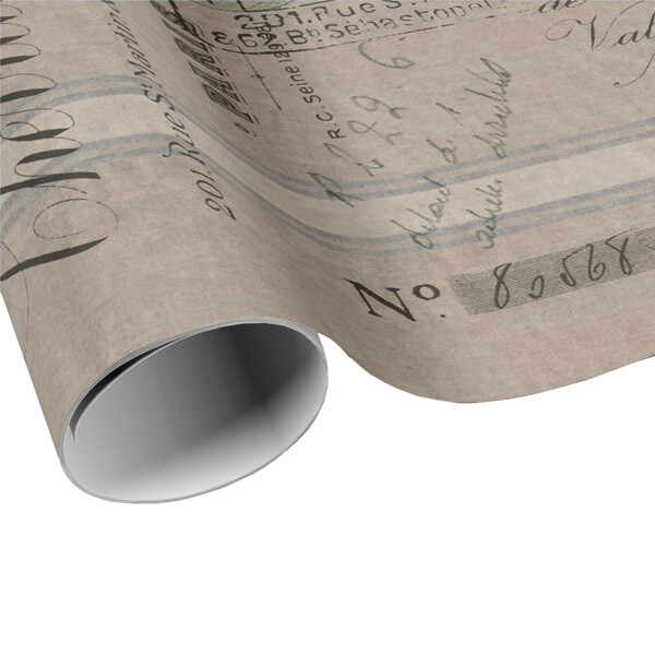 Rustic Chevillard Wrapping Paper - Grain Sack Style French Document Gift Paper - Craft Paper