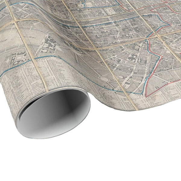 Vintage Paris Pocket Map Wrapping Paper - Gift Paper - Craft Paper