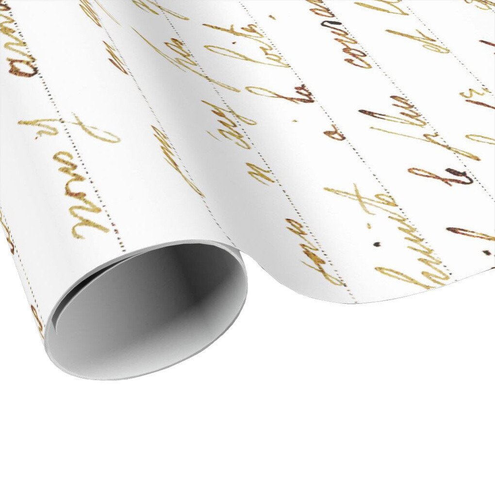 Bronze French Script Wrapping Paper - Gift Paper - Craft Paper