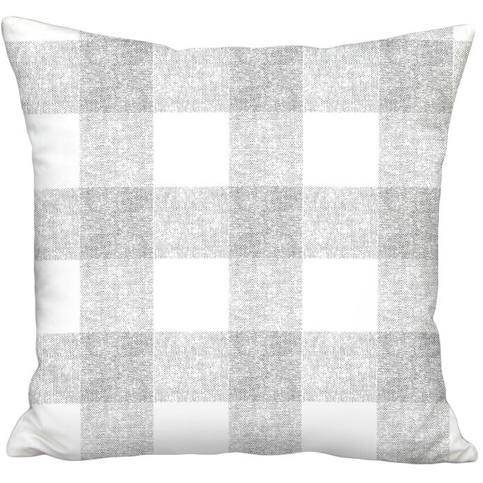 Grey Grain Sack Style Buffalo Check Linen Cotton Pillow Cover