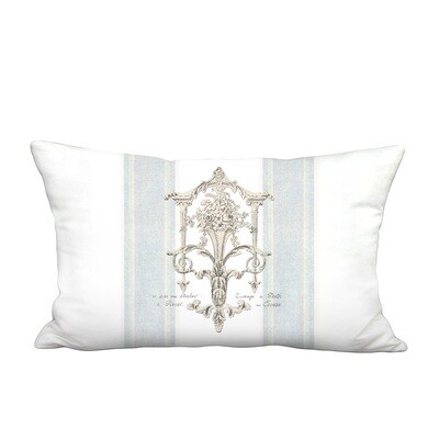 Chateau Versailles Aqua Grain Sack Style Linen Cotton Lumbar Pillow Cover