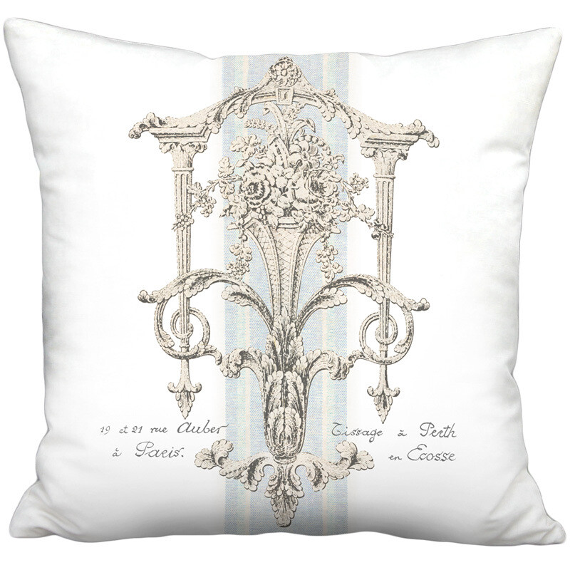 Chateau Versailles Aqua Grain Sack Style Linen Cotton Pillow Cover