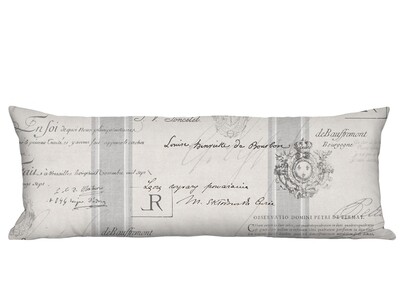 Gray Famous France Signature Script Long Accent Pillow Cover
