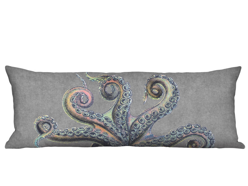 Lava Rock Octopus Linen Cotton Long Accent Pillow Cover