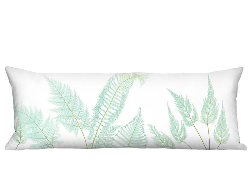 Sea Glass Fern Linen Cotton Long Accent Pillow Cover