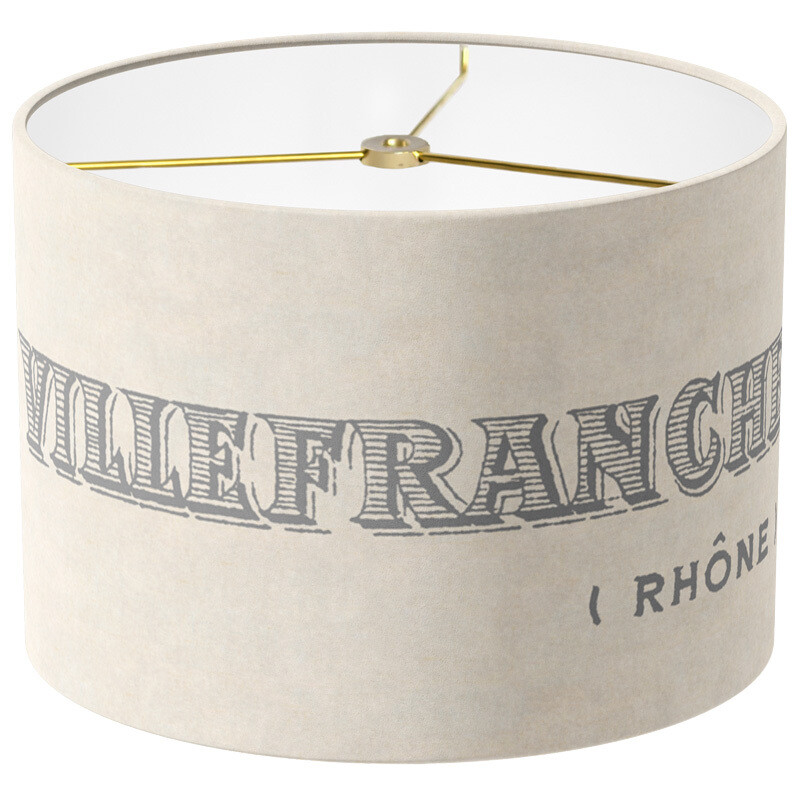 Villefranche-sur-Saone Linen Cotton Lamp Shade - Grey on Ivory