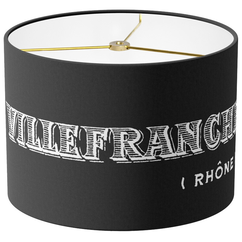 Villefranche-sur-Saone Linen Cotton Lamp Shade - White on Black