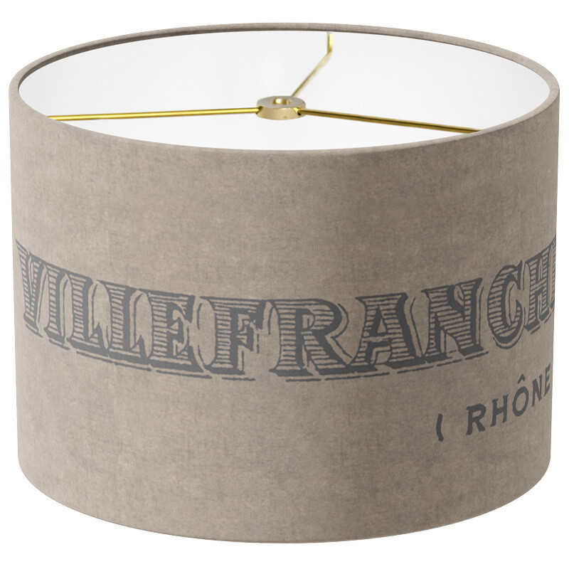 Villefranche-sur-Saone Linen Cotton Lamp Shade - Charcoal Grey on Rustic Brown Taupe