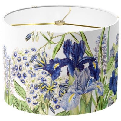 Blue Garden Party Linen Cotton Drum Lamp Shade