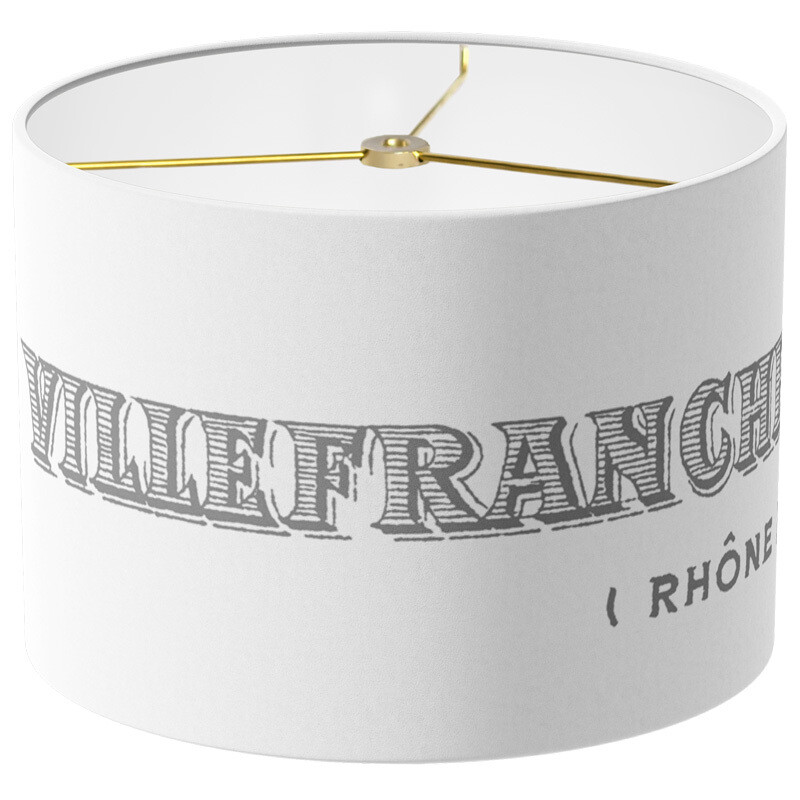 Villefranche-sur-Saone Linen Cotton Lamp Shade - Charcoal Grey on White