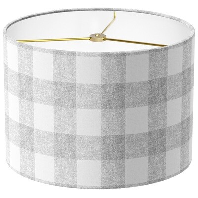 Grey Grain Sack Style Buffalo Check Linen Cotton Drum Lamp Shade