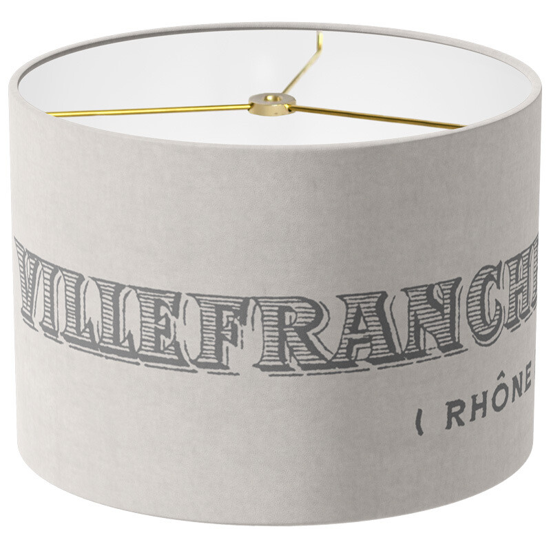 Villefranche-sur-Saone Linen Cotton Lamp Shade - Charcoal Grey on French Grey