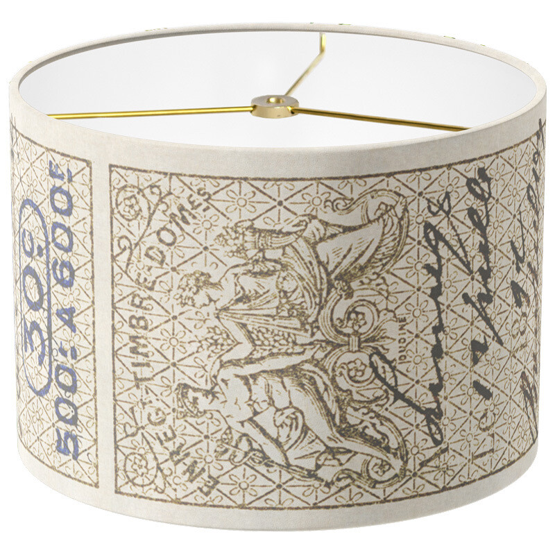 Bouteilloux Stamp Linen Cotton Lamp Shade - Brown on Ivory