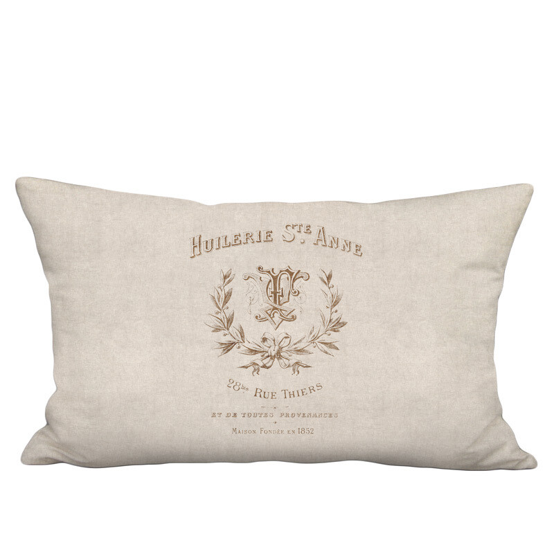 Foubert Beige Grain Sack Style Linen Cotton Lumbar Pillow Cover