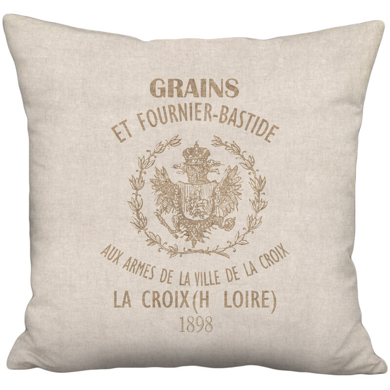 Bastide Beige Grain Sack Style Linen Cotton Pillow Cover