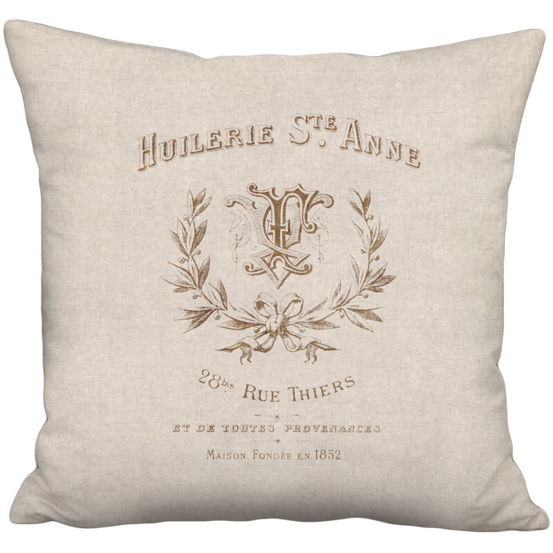 Foubert Beige Grain Sack Style Linen Cotton Pillow Cover