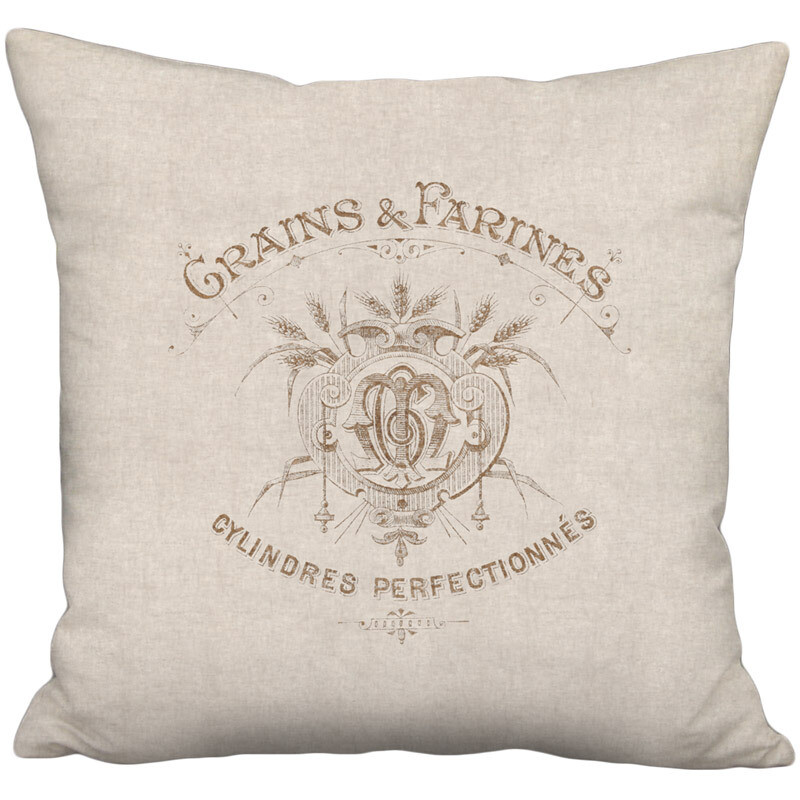 Gautherin Beige Grain Sack Style Linen Cotton Pillow Cover