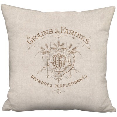 Gautherin Beige Grain Sack Style Linen Cotton Pillow Cover