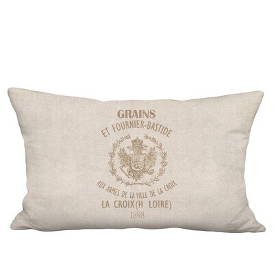Bastide Beige Grain Sack Style Linen Cotton Lumbar Pillow Cover