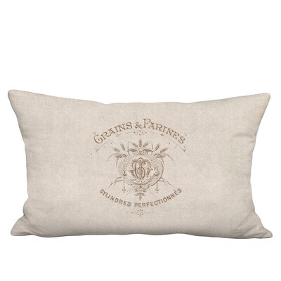 Gautherin Beige Grain Sack Style Linen Cotton Lumbar Pillow Cover