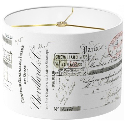 Chevillard French Script Linen Cotton Drum Lamp Shade