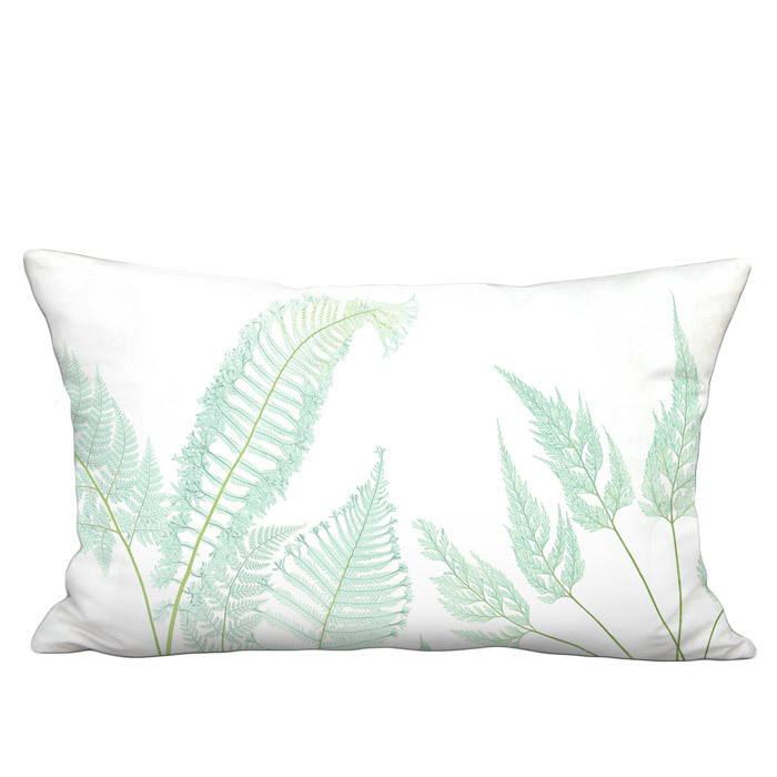 Sea Glass Fern Linen Cotton Lumbar Pillow Cover