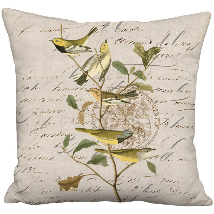 Golden Warblers Beige Grain Sack Style Linen Cotton Pillow Cover