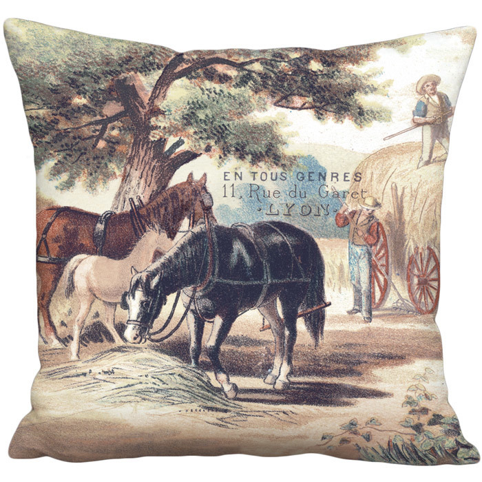 Country Horse Linen Cotton Pillow Cover