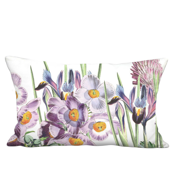 Radiant Orchid Garden Party Linen Cotton Lumbar Pillow Cover