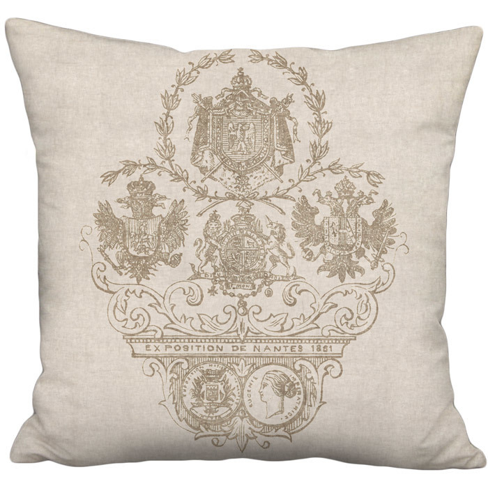Beige Grain Sack Style Exposition Nantes Linen Cotton Pillow Cover