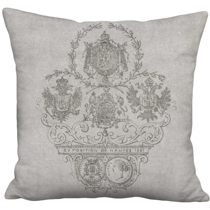 French Grey Exposition Nantes Linen Cotton Pillow Cover